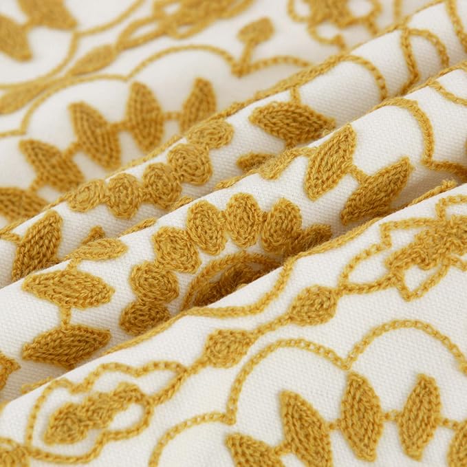 HWY 50 Yellow Decorative Throw Pillow Covers 18x18 Inch (1 Piece), Embroidered Cotton Farmhouse Cushion Cover Pillow Case for Sofa Couch Living Room Bed, Little Sunflower-Ruum Studio Home