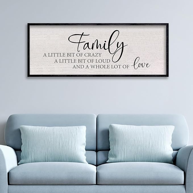 LuZhiQiang Family A Little Bit of Crazy Sign Wall Decor 40"x15" Large Family Signs Wood Framed Hanging Wall Art (Black)-Ruum Studio Home