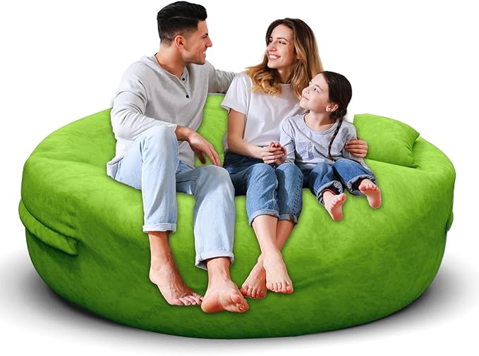 Bean Bag Chair for Adults 5FT,Soft Removable Cover for Teens/Girls Bedroom,Fluffy Giant Round Floor Beanbag Lounger Chairs (No Filler,Green)-Ruum Studio Home