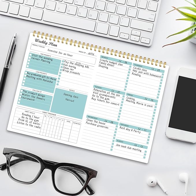 Weekly Planner Notepad Undated Weekly Goals Schedule Planner To Do List Notebook Planning Pad Calendars Organizers Habit Tracker Journal for Man & Women,52 Weeks (8.5x11")-Ruum Studio Home
