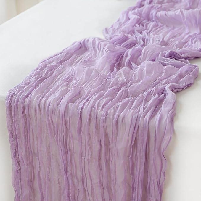 Sioloc 1 Pack Lilac Purple Lavender Cheesecloth Table Runner Fall Autumn Decor for Home 10ft Table Cloth for Tea Wedding Birthday Party Baby Bridal Shower Halloween Thanksgiving-Ruum Studio Home