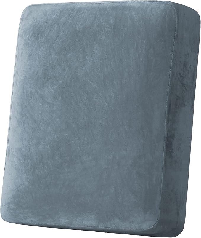 H.VERSAILTEX Velvet Stretch Couch Cushion Cover Plush Cushion Slipcover for Chair Cushion Furniture Protector Seat Cushion Sofa Cover (1 Piece Armchair Cushion Covers, Stone Blue)-Ruum Studio Home