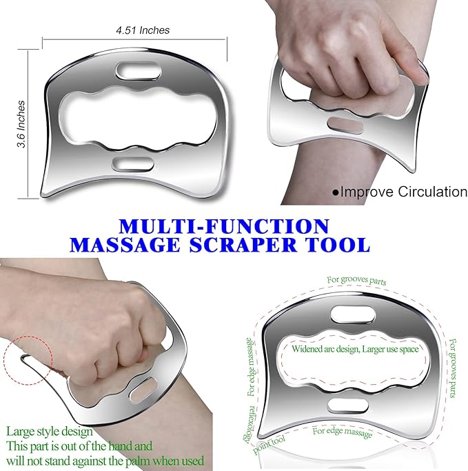 BYYDDIY 3 in 1 Stainless Steel Muscle Scraper Tools Set,Scraping Massage Tools for Physical Therapy,Derma Edge & GuaSha Massage Scraper Tool-Ruum Studio Home