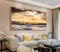 Framed Sunset Ocean Wall Art - Canvas Wall Decor Glow Sea Scene Nature Landscape Prints Sunset Over the Ocean Painting Artwork Living Room Bedroom Office Home 24" x 48"-Ruum Studio Home