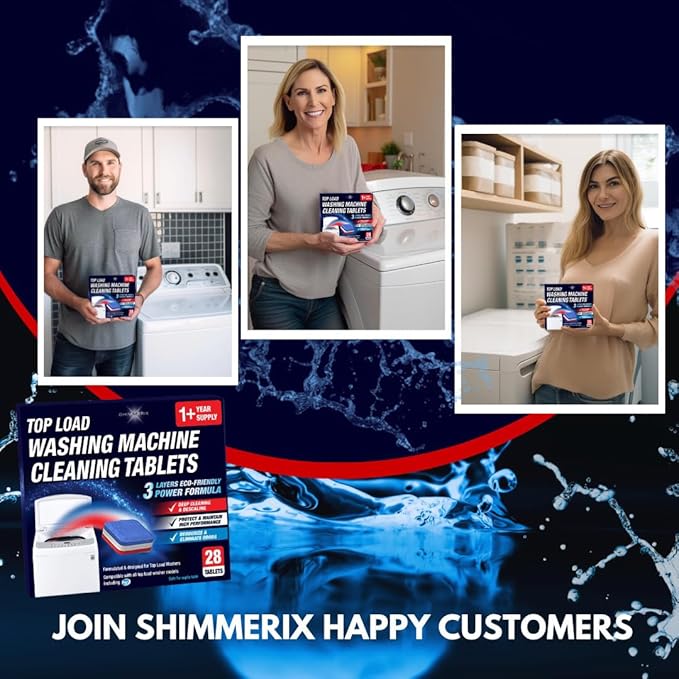 Washing Machine Cleaner Tablets 56 Pack for HE Top Load - Eco Friendly Washer Machine Cleaning Tablets - 3 Layers Septic Safe Wash Machine Full Deodorizer Descaler Protector - 2 Plus Year Supply-Ruum Studio Home