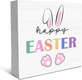 SRADMO Happy Easter Sign, Cute Bunny's Ear Easter Wood Box Sign Desk Decor, Easter Bunny Decorations, Easter Theme Wooden Block Box Sign Decoration for Home Office Shelf Table Decor-Ruum Studio Home