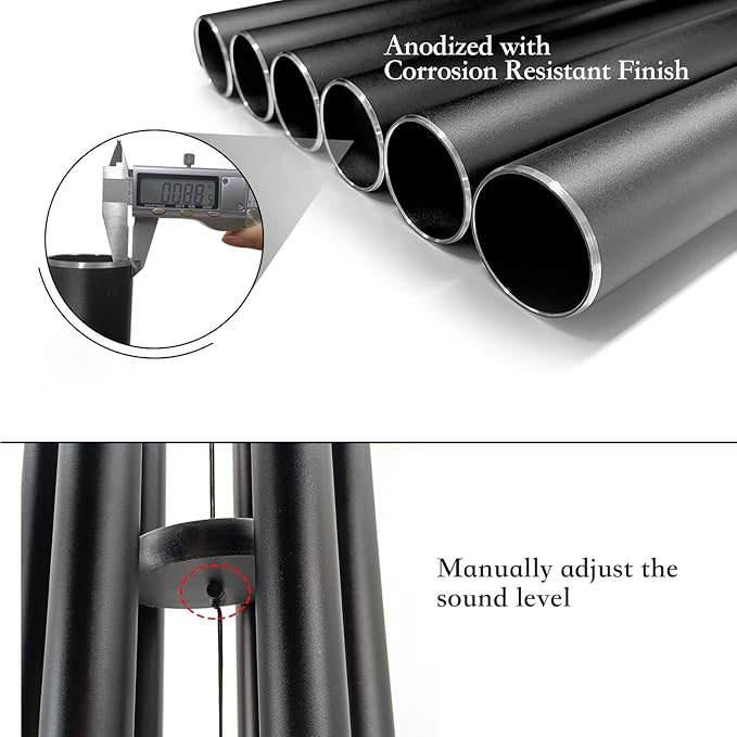 ASTARIN Extra Large Wind Chimes Outdoor Deep Tone,66 Inch Wind Chimes for Outside with 6 Tubes Tuned Relaxing Melody,Memorial Wind Chimes Large for Mom,Garden Decor,Black-Ruum Studio Home