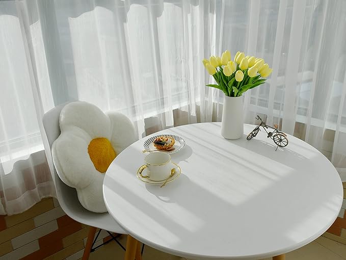 Mandy's Artificial Tulips 20 Stems Light Yellow PU Faux Flowers for Wedding Home Decor 13.5 Inch-Ruum Studio Home