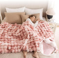 Cozy Faux Fur Throw Blanket for Couch-Warm Fuzzy Throw Blanket, Soft Plush Thick Bubble Blankets for Bedroom and Living Room, Furry Luxury Blanket, 90 x 90, Tie-Dye Pink-Ruum Studio Home