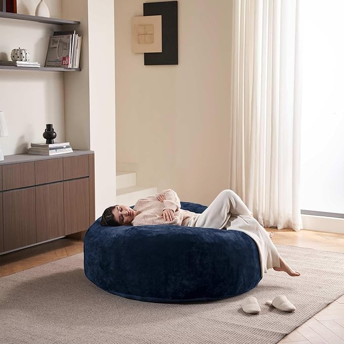 5FT，Big Bean Bag Chairs for Adults，Large beanbag with Filler Included，Memory Foam Material，Easy to Clean and Washable Corduroy Fabric，Suitable for Living Room and Bedroom (Blue, 5 Foot)-Ruum Studio Home