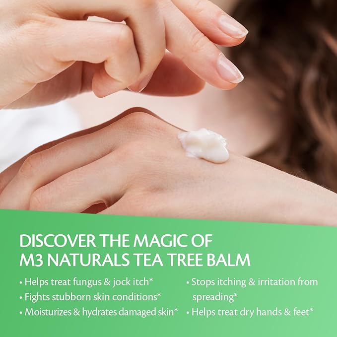 M3 Naturals Tea Tree Oil Foot Balm – Soothing Moisturizer for Dry, Cracked Feet & Nails | Hydrating & Nourishing Skin Care for Tired, Rough, and Calloused Feet | Refreshing 2 oz Balm-Ruum Studio Home