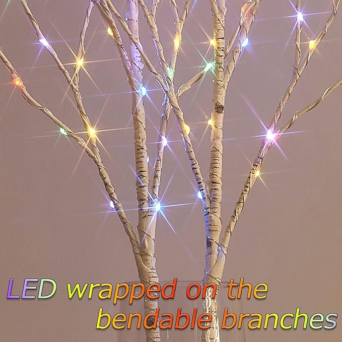 Birchlitland Lighted Birch Branches Battery Operated 18IN 70 LED 8 Function, White or Multiple Colors, Artificial Decorative Branch Lights for Home and Holiday Decoration Indoor Outdoor-Ruum Studio Home