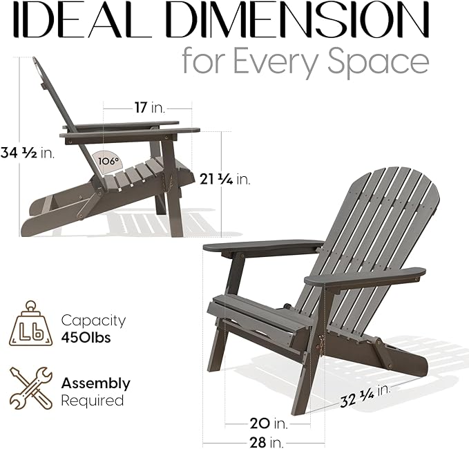 Idzo Outdoor Adirondack Chair Set of 2, Pre-Assembled Backrest, Patio Furniture Set, Outdoor Furniture for Garden, Porch, Deck, Firepit-Ruum Studio Home