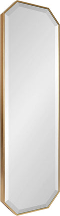 Kate and Laurel Rhodes Modern Full Length Framed Octagon Wall Mirror, 16 x 48, Gold, Decorative Glam Geometric Wall Accent-Ruum Studio Home