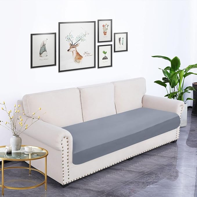hyha Waterproof Couch Cushion Covers, Stretch Sofa Couch Seat Slipcover for Dog Washable, Non-Slip Waterproof Outdoor Cushion Covers for Patio Furniture Replacement (1 Piece for Large, Grey)-Ruum Studio Home