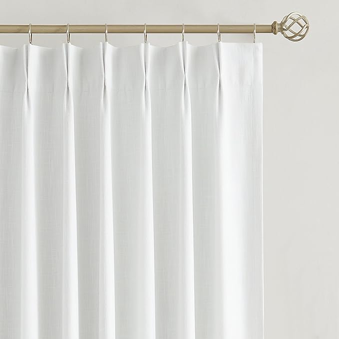 Vision Home White Pinch Pleated Full Blackout Curtains Thermal Insulated Window Curtains 95 inch for Living Room Bedroom Room Darkening Pinch Pleat Drapes with Hooks Back Tab 2 Panel 40" Wx95 L-Ruum Studio Home