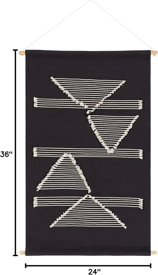 Mark&Day Wall Art, Hohenzell Modern Farmhouse Black Macrame Tapestry Wall Hanging for Living Room, Bedroom, Office or Kitchen (36"H x 24"W)-Ruum Studio Home