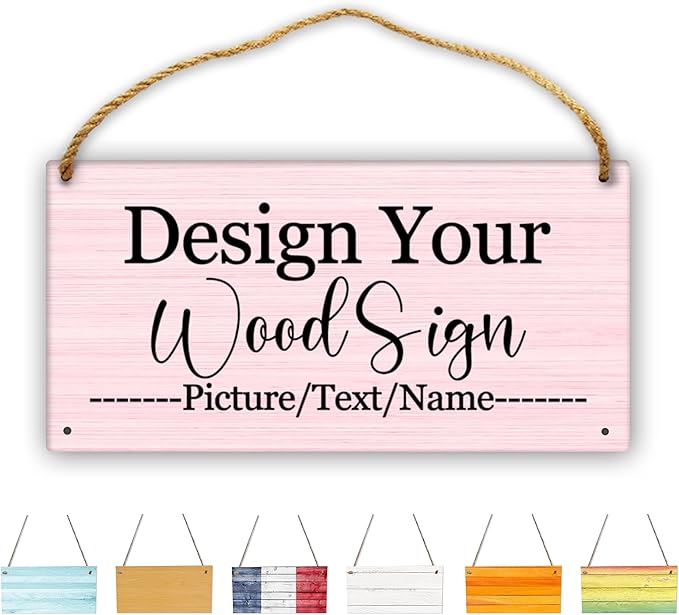 Personalized Rustic Wooden Sign, Custom Plaque Wall Hanging, Art Wood Board Sign for House, Customized Name Sign, Gifts for Family Members Teachers Friends 11.8x5.9 inch-Ruum Studio Home
