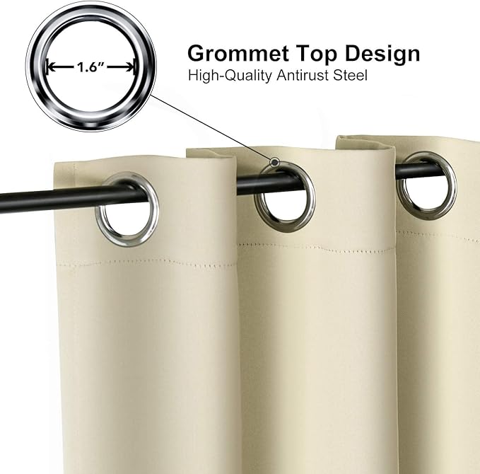 ChrisDowa Small Window Curtains 40 inches Long for Bedroom - Grommet Short Thermal Insulated Room Darkening Curtains for Kitchen (2 Panels, Beige, 29 x 40 Inch)-Ruum Studio Home