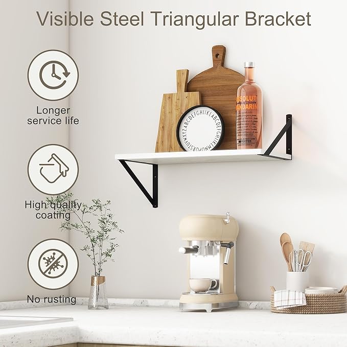 Fun Memories 20 Inch Floating Shelves for Wall, White Bathroom Shelves Set of 2, 10 Inch Deep Wall Shelf for Bedroom, Kitchen, Large Home Decor Shelves Farmhouse Storage Shelf-Ruum Studio Home