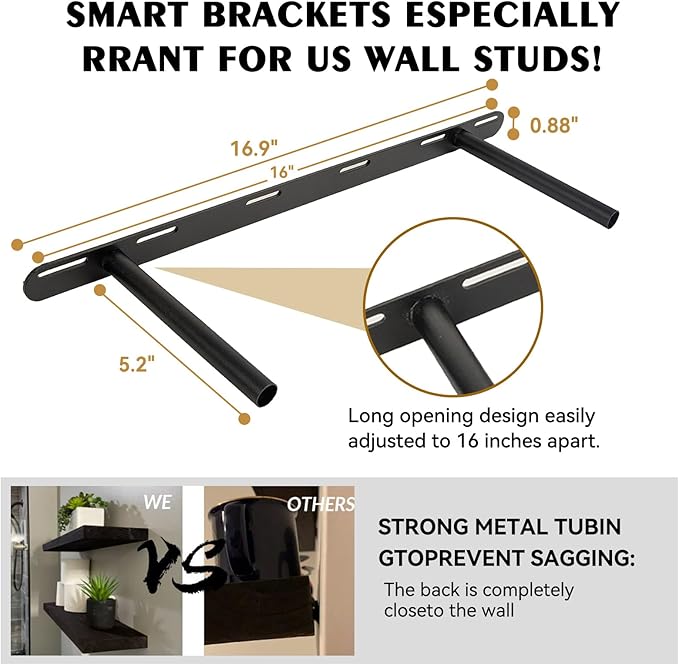 BGMG Wood Floating Shelves 24 inch, Wide Rustic Wooden Wall Shelves for Bathroom Living Room Bedroom Kitchen Farmhouse Set of 2-24x 6.7 x1.25 inch- Black-Ruum Studio Home