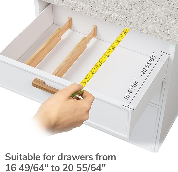 BAMEOS Drawer Dividers kitchen Organization Bamboo Utensil Organizers for Kitchen Bedroom Bathroom Dresser Office 4-pack-Ruum Studio Home