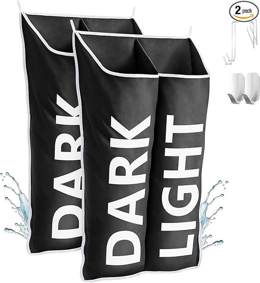 Hanging Laundry Hamper Bag XL 40x22", Space Saving over the Door Storage Bags, Behind the Door Hampers for Dirty Clothes & Wall Mounted Basket for Bathroom, Organizer for Small Room Spaces RV-Ruum Studio Home