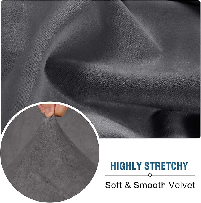 H.VERSAILTEX Velvet Stretch Couch Cushion Cover Plush Cushion Slipcover for Chair Cushion Furniture Protector Seat Cushion Sofa Cover (1 Piece Armchair Cushion Covers, Grey)-Ruum Studio Home
