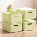 4 pack large plastic White storage bins Baskets, Toy Box Chest with Lids and Handle，Organizer Containers for Baby，Kids,snacks,Nursery，Shelves，Playroom, Bedroom，Office,Closet，home-Ruum Studio Home