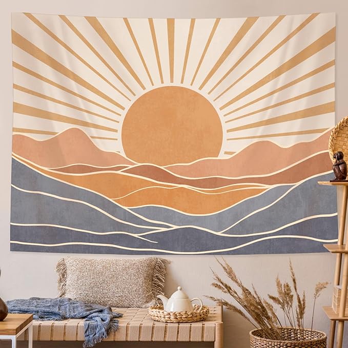 Lunerfex Boho Sun Tapestry Sunset Wall Tapestry, Mountain Tapestries for Bedroom 80s Tapestries Wall Hanging for Bedroom Living Room Decor Boho-3 44"x60"-Ruum Studio Home