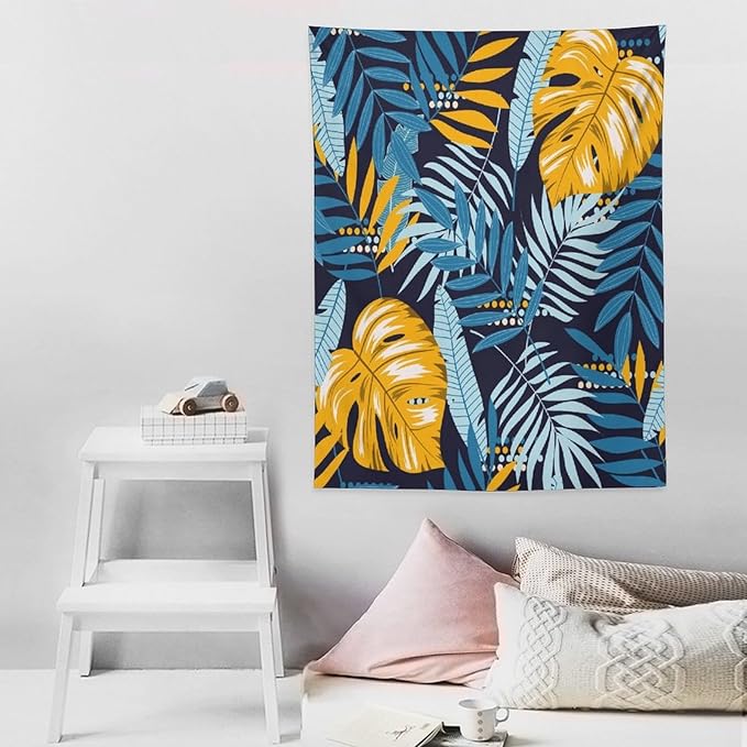ICMOLYYENLO Palm Leaf Tapestry Wall Hanging, Tropical Leaves Plant Jungle Green Hawaiian Art Home Decor for Guest Bedroom Living Room Dormitory 60x60 Inch-Ruum Studio Home