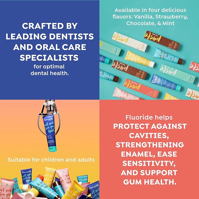 Fluoride Toothpaste - Adults & Kids, Fights Cavities, Whitens, Nano Hydroxyapatite, Dentist Developed, Safe Clean Ingredients, Gentle on Sensitive Teeth, Vitamins D3 & K2, 4 Tasty Flavors-Ruum Studio Home