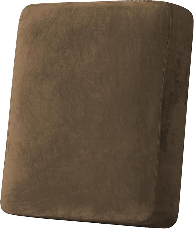 H.VERSAILTEX Velvet Stretch Couch Cushion Cover Plush Cushion Slipcover for Chair Cushion Furniture Protector Seat Cushion Sofa Cover (1 Piece Armchair Cushion Covers, Bronze Brown)-Ruum Studio Home