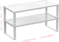 Metal Stackable Expandable Storage Shelf - Multi-Functional Home Storage Shelf, Suitable for Kitchen, Cabinet，Bathroom, Office, Garage, etc.（2PACKS/White/Large-Ruum Studio Home