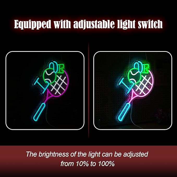 I Love Tennis Neon Sign Distinctive Tennis Led Neon Light for Wall Decor Dimmable USB Tennis Neon Signs Light Up Sign for Gymnasium Club Sports Store Bedroom Gifts(12.6 * 16.5In)-Ruum Studio Home