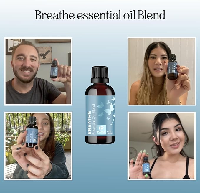 Breathe Essential Oil for Diffuser - Invigorating and Refreshing Breathe Essential Oil Blend with Eucalyptus Peppermint Tea Tree and Mint for Diffusers for Home and Shower Aromatherapy (1 Fl Oz)-Ruum Studio Home