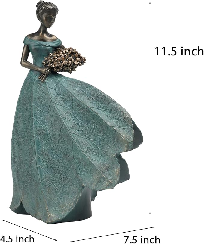 Guichifun Fairy Statue Collection Home Decoration - Leaf Angel Girls Resin Modern Table Decor for Living Room Office Sculpture Decor for Women Indoor Rustic Figurines Gift 5 x 3 x 7.5 Inch-Ruum Studio Home