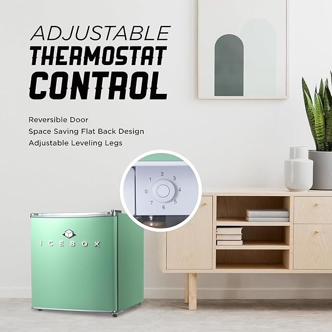 IBCR17MNT Compact, Energy Star Certified Small, Single Door Mini Fridge with Freezer Refrigerator, Standard (1.7 cu ft), Mint Green-Ruum Studio Home