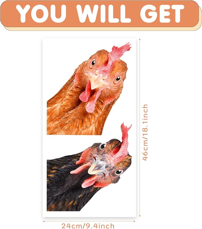 Funny Chicken Wall Decals - Peel & Stick - 2 Hens Head Window Cling - Cute Chicken Window Stickers - Gift Decal-Ruum Studio Home