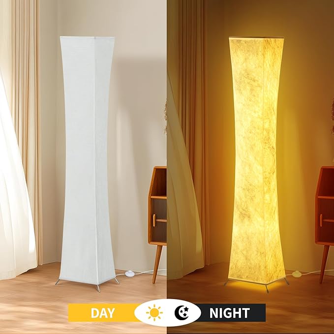 BLUEYE Floor Lamp,1800Lumens,RGBW 2700K-6500K,Remote Control,2 X 80W Equivalent,E26 Base,Color Changing Standing Lamp for Living Room Bedroom,Duppon Paper,60in-Ruum Studio Home