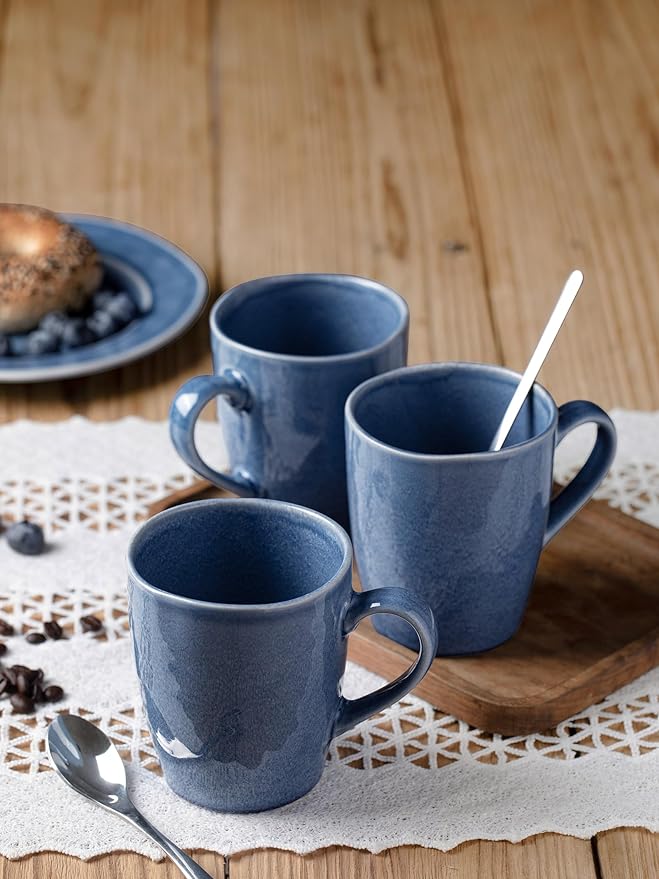 famiware Aurora Coffee Mugs, 14oz Mug Set of 4, Stoneware Mug, Cups for Kitchen, Cappuccino, Latte, Reactive Glaze, Microwave Safe, Scractch-resistant, Lagoon Blue-Ruum Studio Home