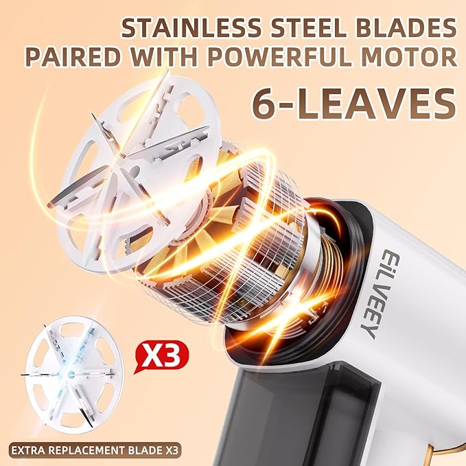 Rechargeable Lint Remover, Fabric Shaver Fuzz Remover, Sweater Shavers with 6-Leaf Blades, 3-Speeds Digital LED Display to Remove Pilling for Clothing and Furniture, Lint Ball, White-Ruum Studio Home