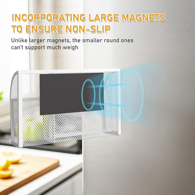 Magnetic Pencil Holder Magnetic Shelf for the Whiteboard 3-Grid Mesh Magnetic Pen Holder for Refrigerator Magnetic Organizer Locker Accessories Organizer for Office (White)-Ruum Studio Home
