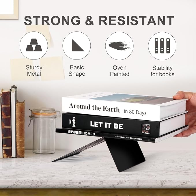 Metal Bookends for Bookshelves and Magazines - Strong Heavy Duty Book Dividers for Home, Office and School-Ruum Studio Home