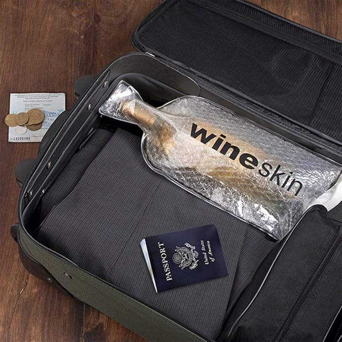 WineSkin Wine Skin Bag, 3-Pack with 3 Wine Bottle Tags