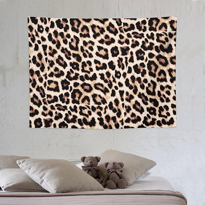 HZOHNAGO Leopard Print Tapestry Rustic Brown Leopard Wild Animal Printed Wall Tapestry Painting Wall Hanging for Bedroom Living Room Dorm 40" W x 30" H-Ruum Studio Home