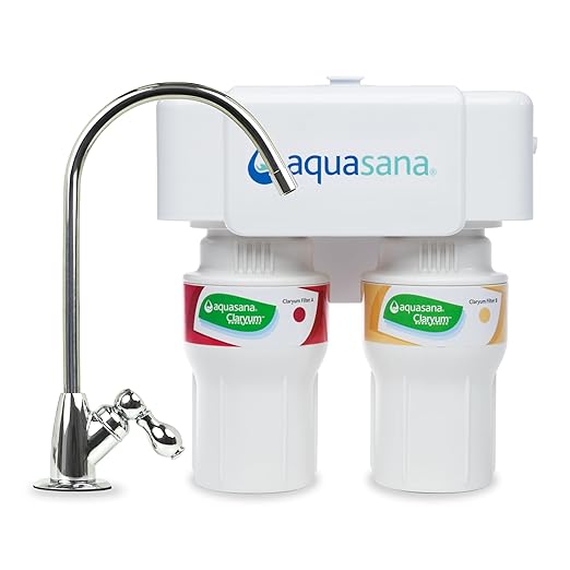 Aquasana Under Sink Water Filter System - Reduces PFAS, Lead, & Chlorine in Drinking Water - Under Counter Claryum Filtration for Kitchen - 2-Stage - Chrome Faucet - AQ-5200.56-Ruum Studio Home