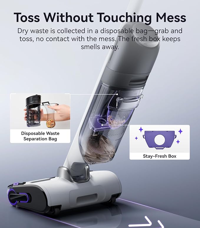 NARWAL S30 Wet Dry Vacuum Cleaner with 20000Pa Suction, 176°F Self-Cleaning, Heated Drying, Disposable Waste Bag, Tangle-Free, Cordless Vacuum Mop for Hard Floors & Edge Cleaning, Easy to Use-Ruum Studio Home