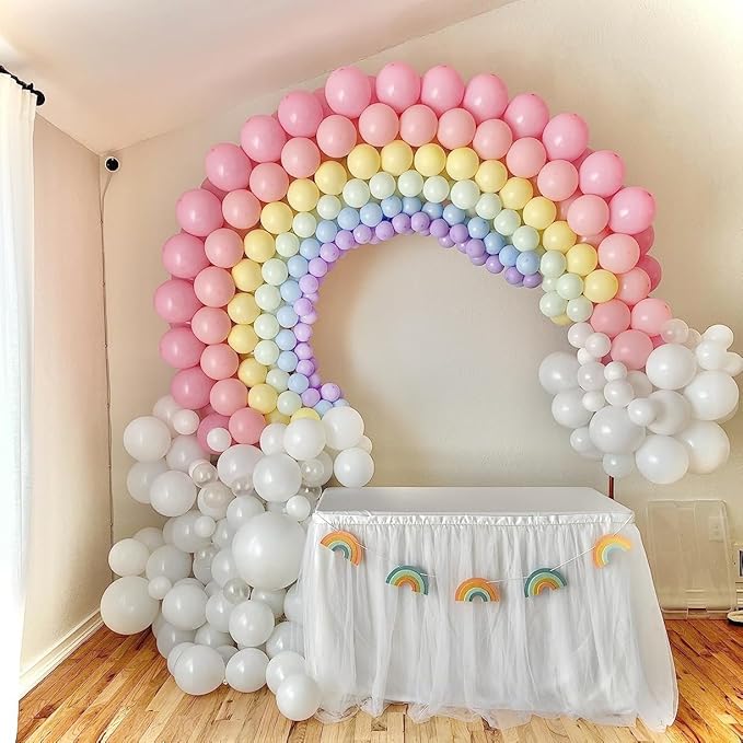 Rainbow Linking Balloons, 130PCS Colorful Quick Link Balloons Assorted, Multicolor Connecting Balloon Arch Kit for Kids Girls Baby Shower Easter Rainbow Unicorn Theme Birthday Party Decorations-Ruum Studio Home