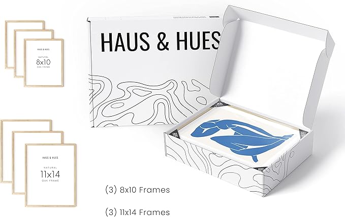 HAUS AND HUES Photo Frame Set - of 6 Picture Set, Bulk Frames, Collage for Wall, Gallery Wall Frames Pack (Three 8x10, Three 11x14 Beige)-Ruum Studio Home